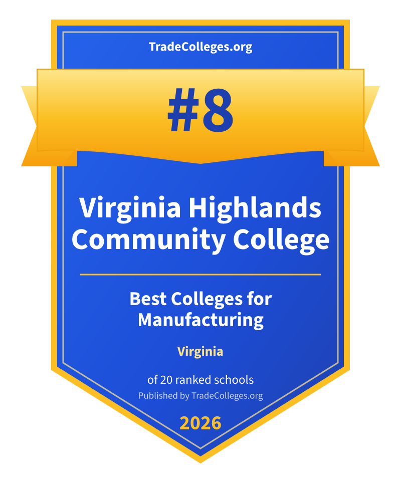 Virginia Highlands Community College — #8 of 20 ranked colleges for manufacturing in Virginia, TradeColleges.org 2026