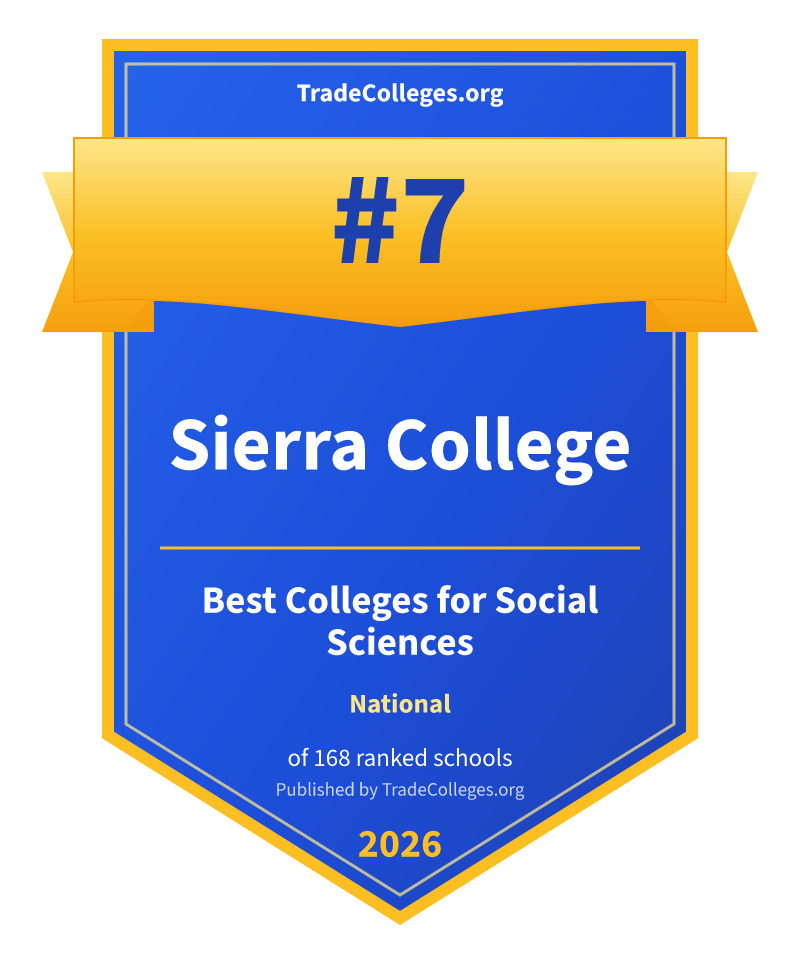 Sierra College — #7 of 168 ranked colleges for social sciences nationally, TradeColleges.org 2026