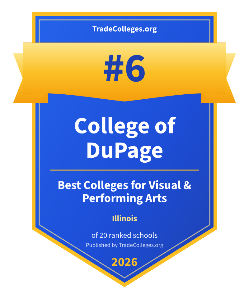 College of DuPage — #6 of 20 ranked colleges for visual & performing arts in Illinois, TradeColleges.org 2026