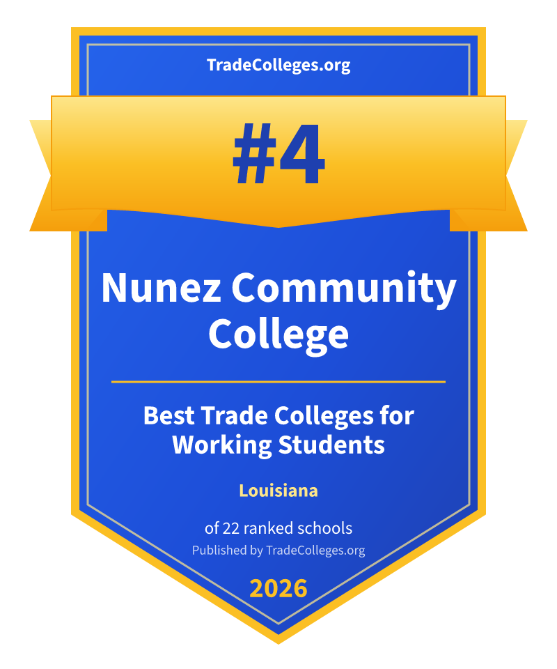 Nunez Community College — #4 of 22 ranked trade colleges for working students in Louisiana, TradeColleges.org 2026