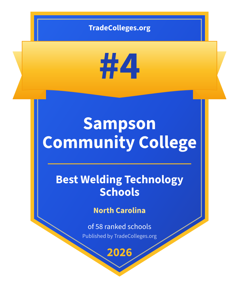 Sampson Community College — #4 of 58 ranked welding technology schools in North Carolina, TradeColleges.org 2026