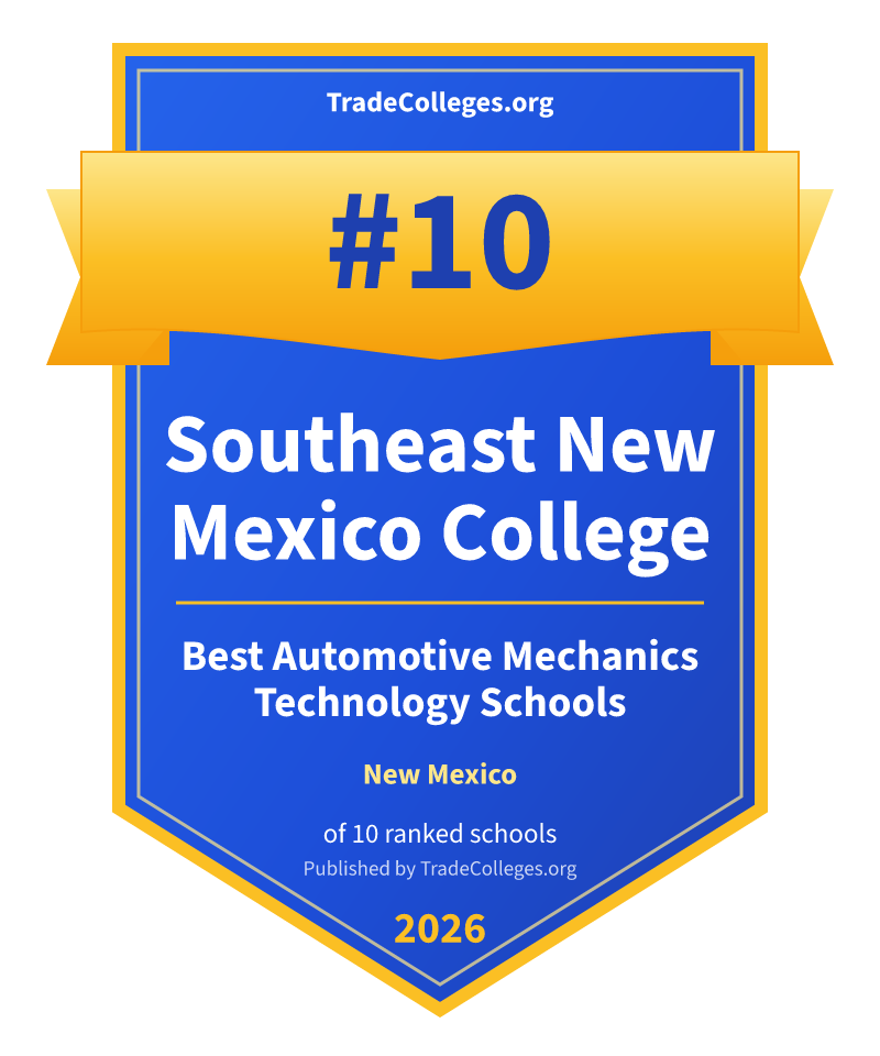 Southeast New Mexico College — #10 of 10 ranked automotive mechanics technology schools in New Mexico, TradeColleges.org 2026
