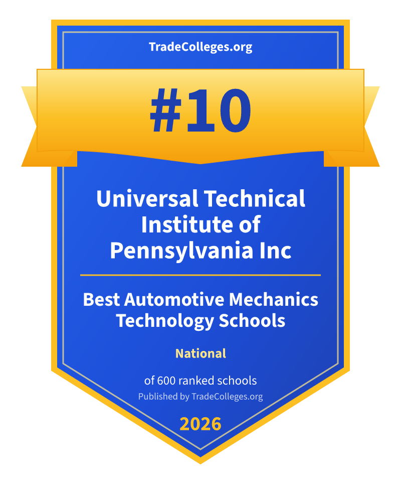 Universal Technical Institute of Pennsylvania Inc — #10 of 600 ranked automotive mechanics technology schools nationally, TradeColleges.org 2026