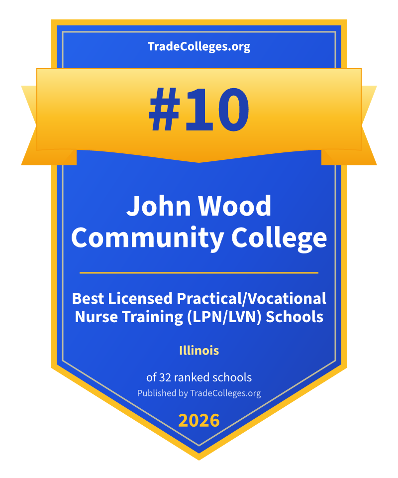 John Wood Community College — #10 of 32 ranked licensed practical/vocational nurse training (lpn/lvn) schools in Illinois, TradeColleges.org 2026