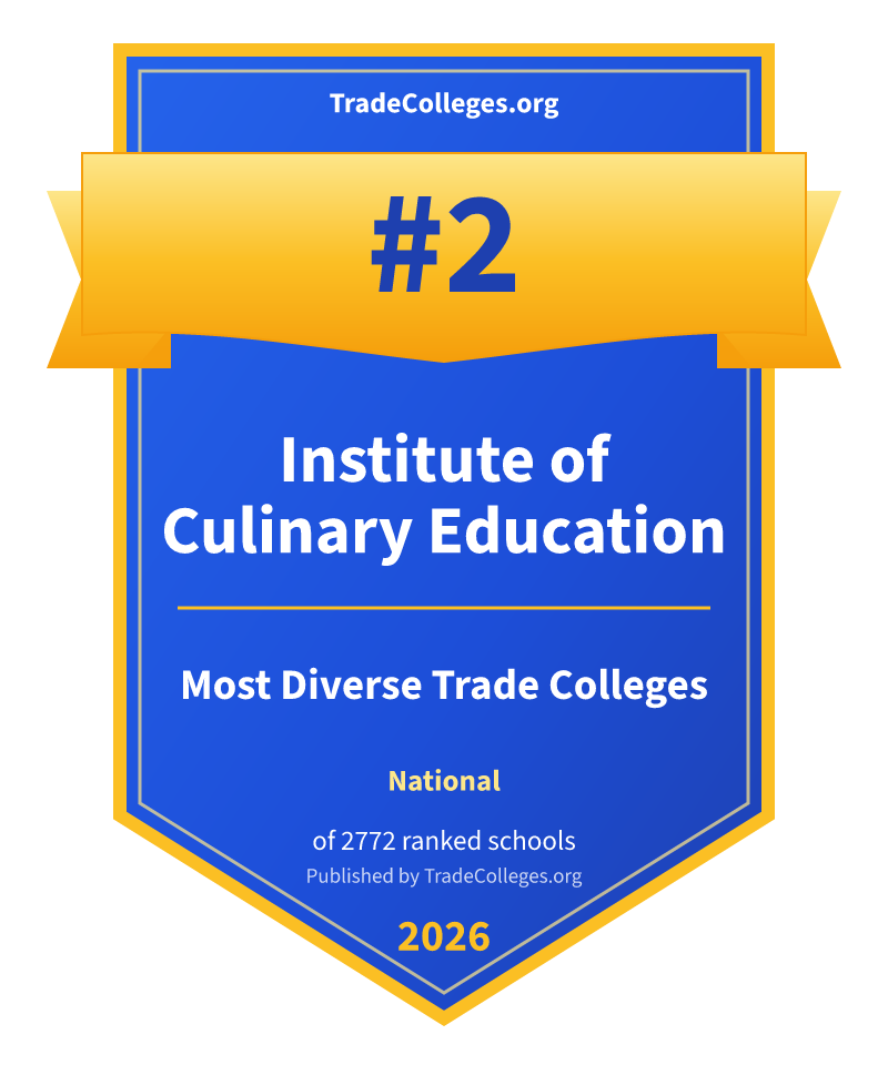 Institute of Culinary Education — #2 of 2772 ranked most diverse trade colleges nationally, TradeColleges.org 2026