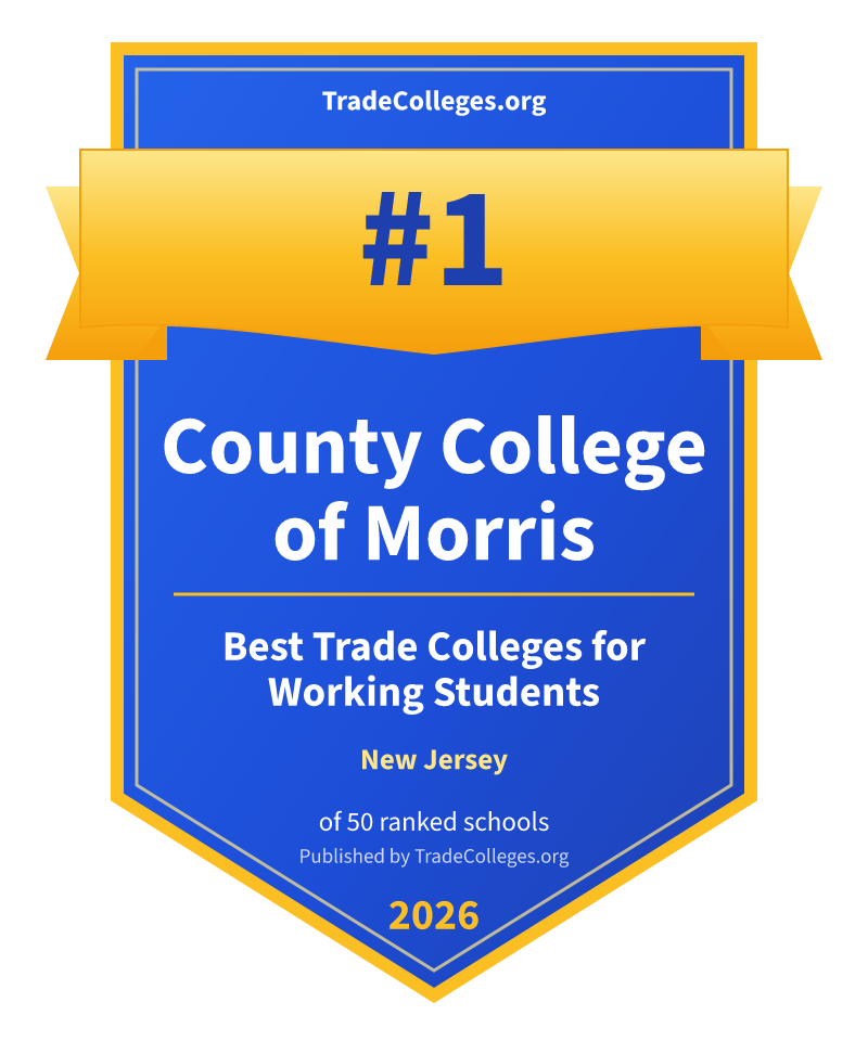County College of Morris — #1 of 50 ranked trade colleges for working students in New Jersey, TradeColleges.org 2026