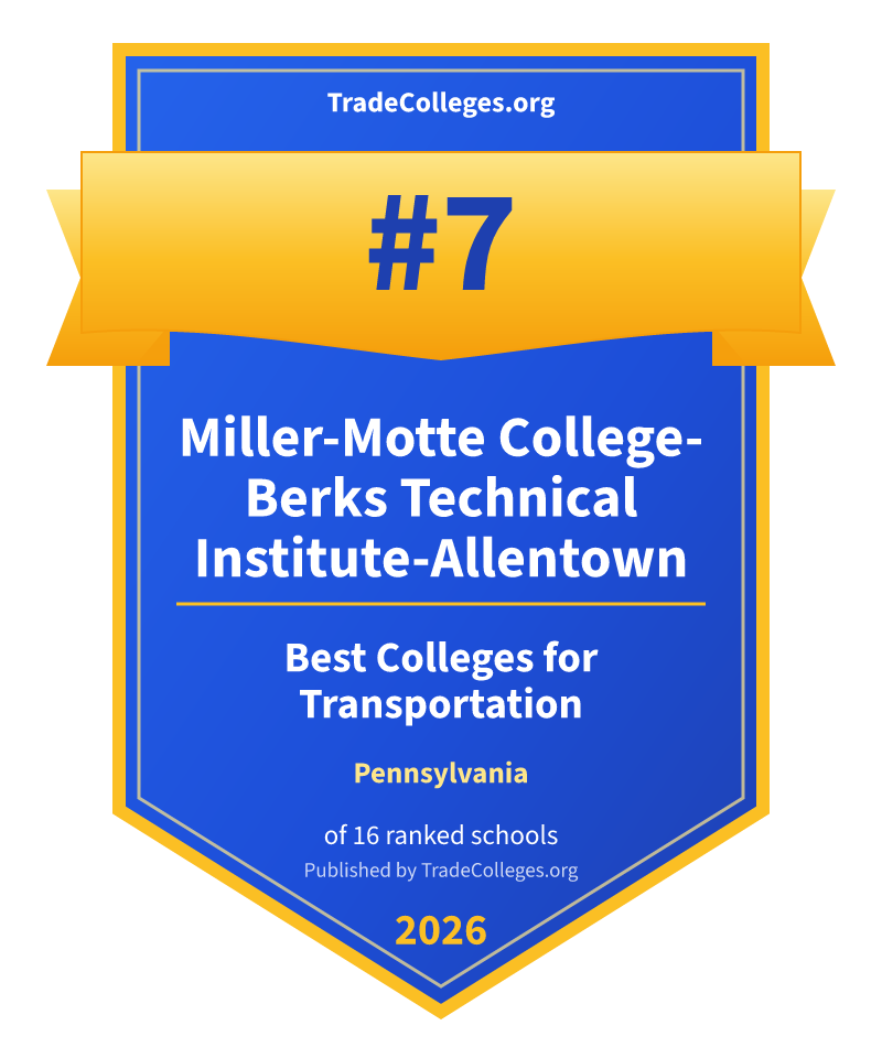Miller-Motte College-Berks Technical Institute-Allentown — #7 of 16 ranked colleges for transportation in Pennsylvania, TradeColleges.org 2026