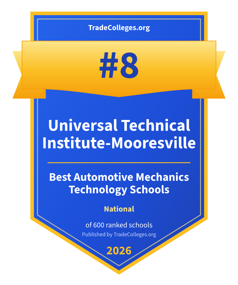 Universal Technical Institute-Mooresville — #8 of 600 ranked automotive mechanics technology schools nationally, TradeColleges.org 2026