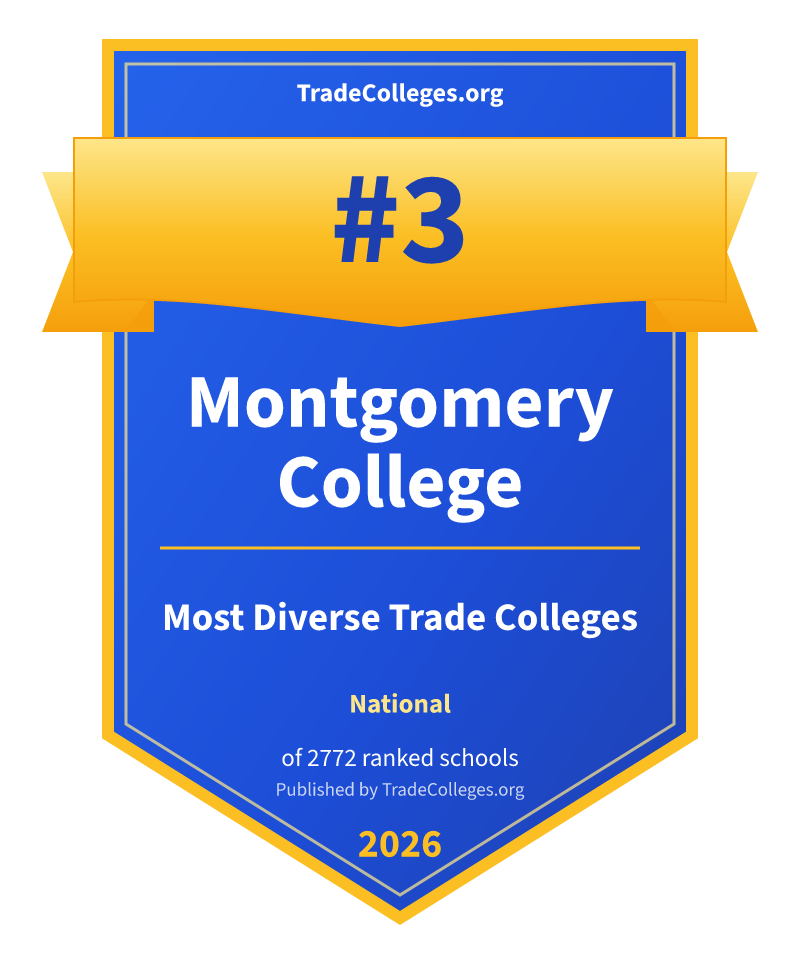 Montgomery College — #3 of 2772 ranked most diverse trade colleges nationally, TradeColleges.org 2026