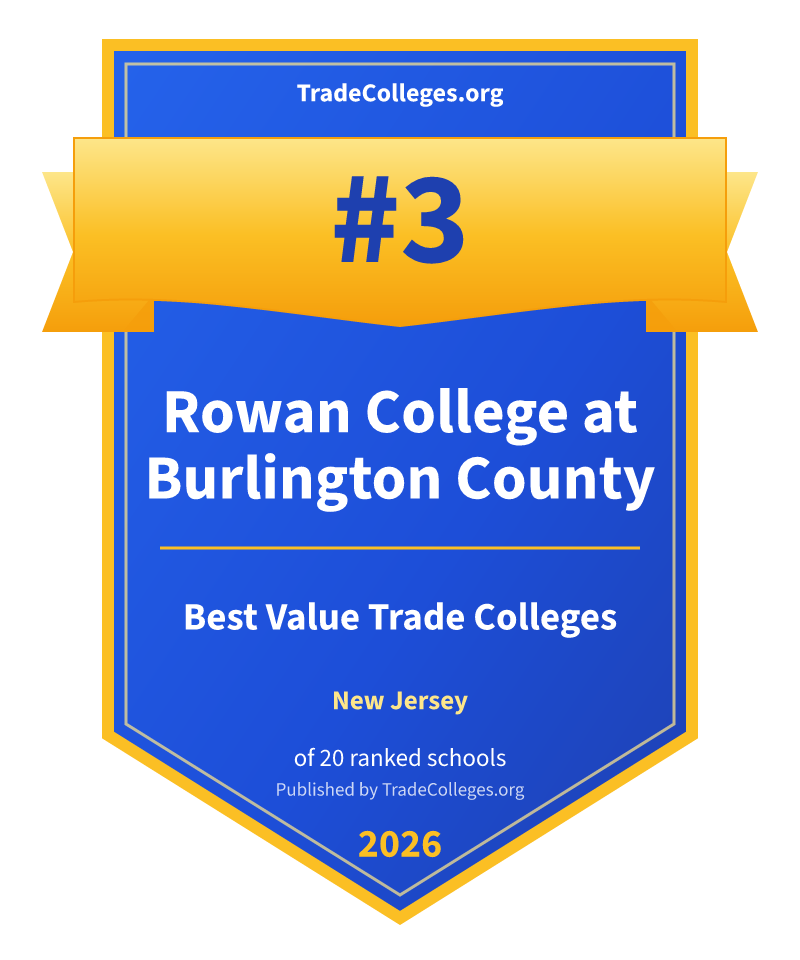 Rowan College at Burlington County — #3 of 20 ranked value trade colleges in New Jersey, TradeColleges.org 2026