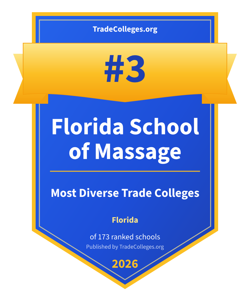 Florida School of Massage — #3 of 173 ranked most diverse trade colleges in Florida, TradeColleges.org 2026