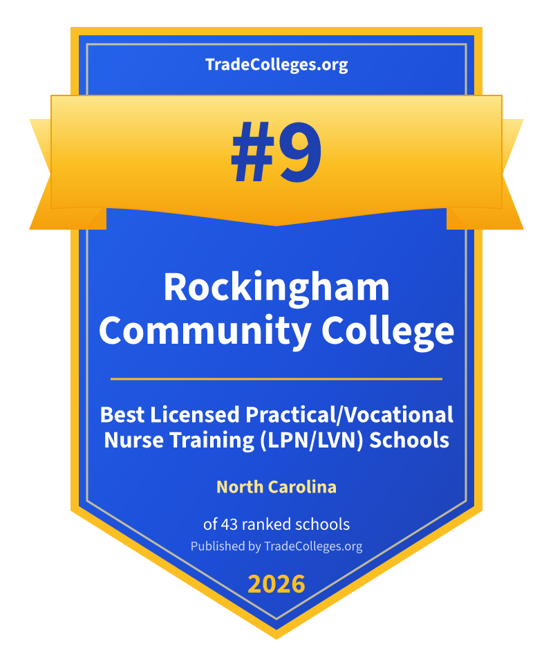 Rockingham Community College — #9 of 43 ranked licensed practical/vocational nurse training (lpn/lvn) schools in North Carolina, TradeColleges.org 2026