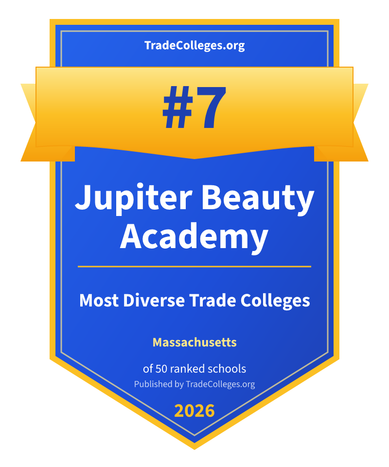 Jupiter Beauty Academy — #7 of 50 ranked most diverse trade colleges in Massachusetts, TradeColleges.org 2026