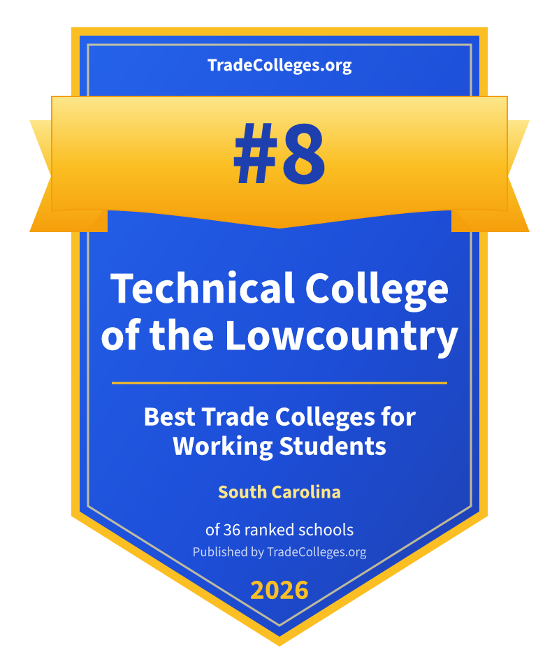 Technical College of the Lowcountry — #8 of 36 ranked trade colleges for working students in South Carolina, TradeColleges.org 2026
