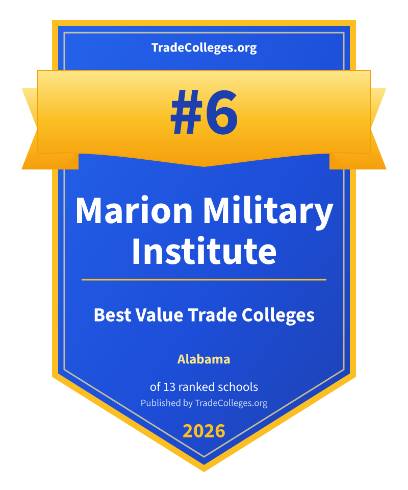 Marion Military Institute — #6 of 13 ranked value trade colleges in Alabama, TradeColleges.org 2026