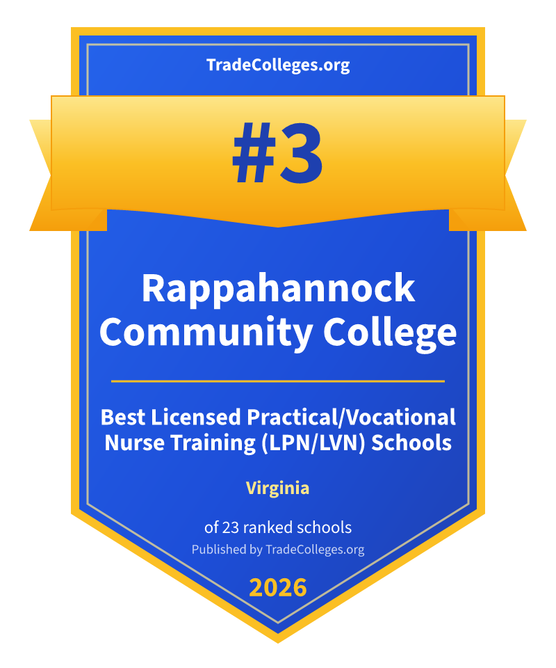 Rappahannock Community College — #3 of 23 ranked licensed practical/vocational nurse training (lpn/lvn) schools in Virginia, TradeColleges.org 2026