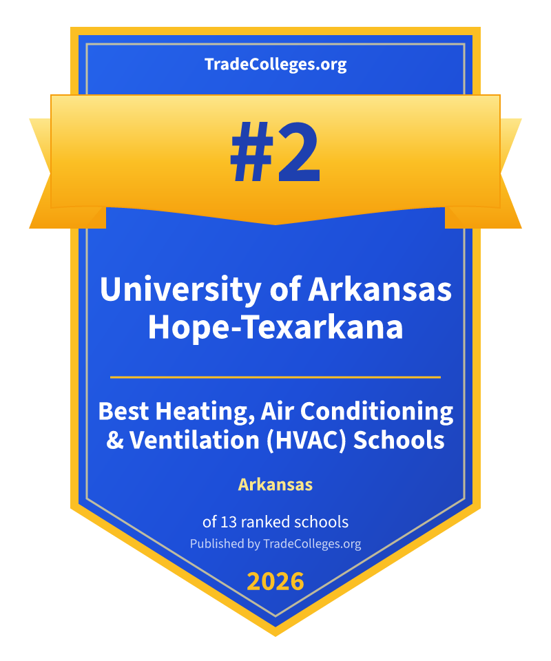 University of Arkansas Hope-Texarkana — #2 of 13 ranked heating, air conditioning & ventilation (hvac) schools in Arkansas, TradeColleges.org 2026