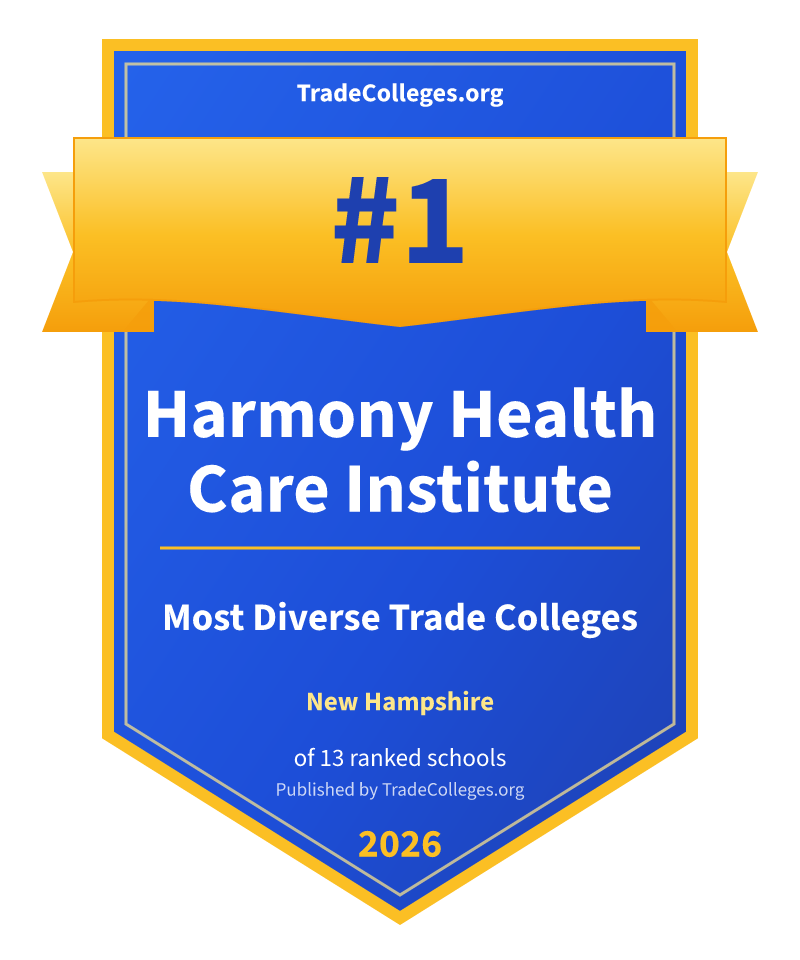 Harmony Health Care Institute — #1 of 13 ranked most diverse trade colleges in New Hampshire, TradeColleges.org 2026