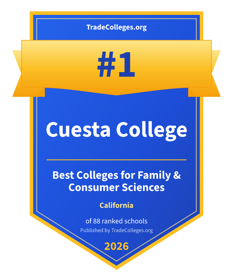 Cuesta College — #1 of 88 ranked colleges for family & consumer sciences in California, TradeColleges.org 2026
