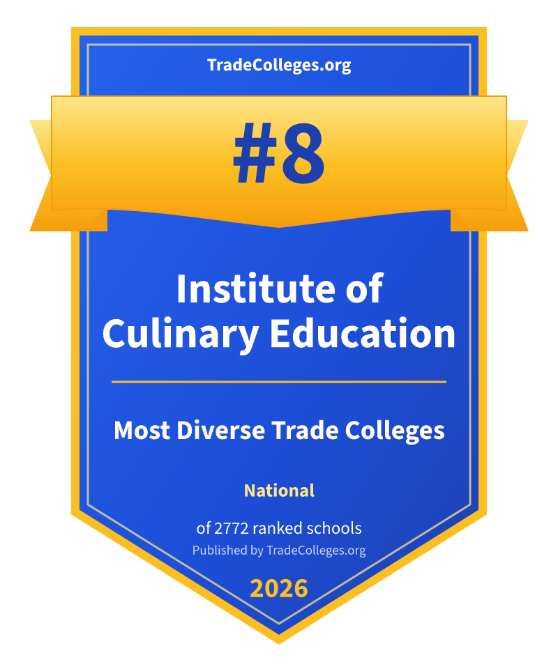 Institute of Culinary Education — #8 of 2772 ranked most diverse trade colleges nationally, TradeColleges.org 2026