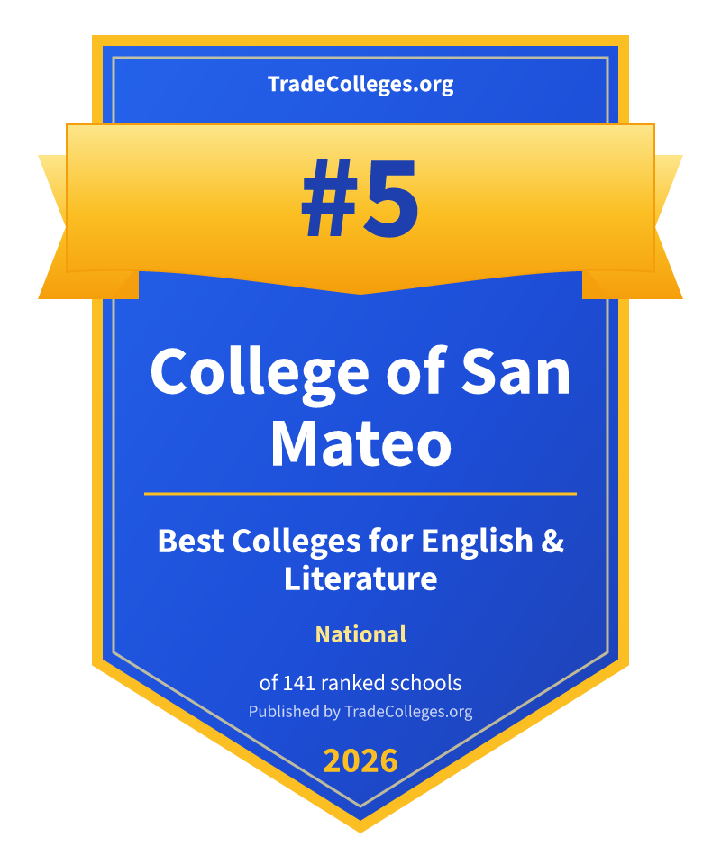 College of San Mateo — #5 of 141 ranked colleges for english & literature nationally, TradeColleges.org 2026