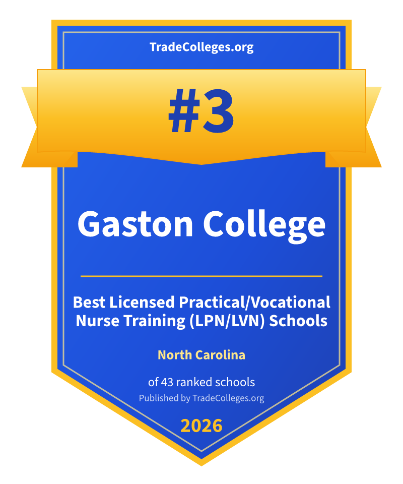 Gaston College — #3 of 43 ranked licensed practical/vocational nurse training (lpn/lvn) schools in North Carolina, TradeColleges.org 2026
