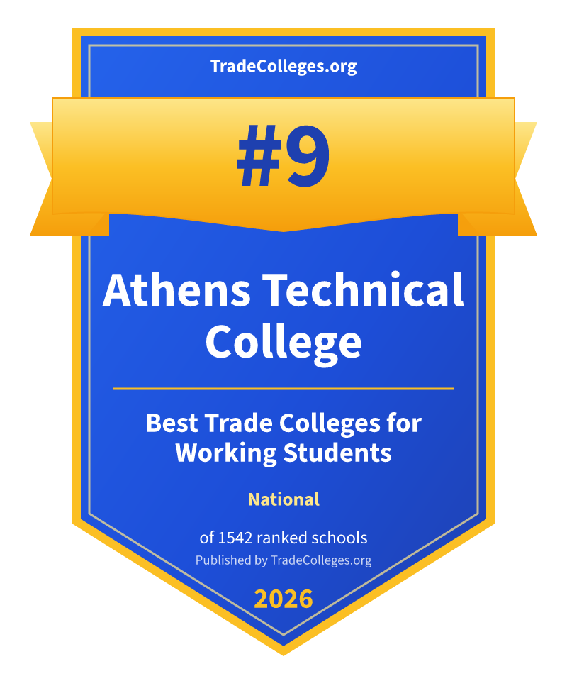 Athens Technical College — #9 of 1542 ranked trade colleges for working students nationally, TradeColleges.org 2026