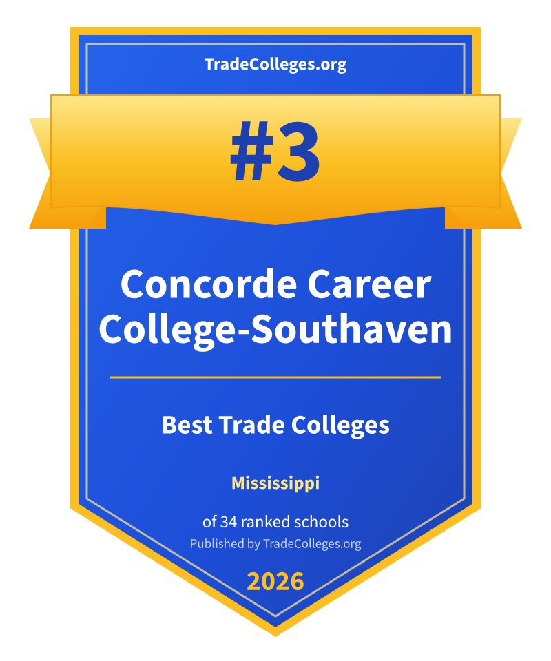 Concorde Career College-Southaven — #3 of 34 ranked trade colleges in Mississippi, TradeColleges.org 2026