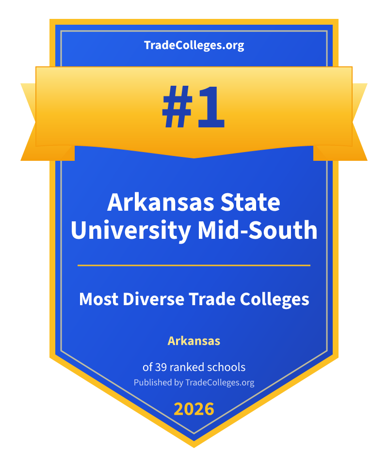 Arkansas State University Mid-South — #1 of 39 ranked most diverse trade colleges in Arkansas, TradeColleges.org 2026