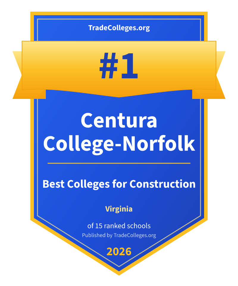 Centura College-Norfolk — #1 of 15 ranked colleges for construction in Virginia, TradeColleges.org 2026