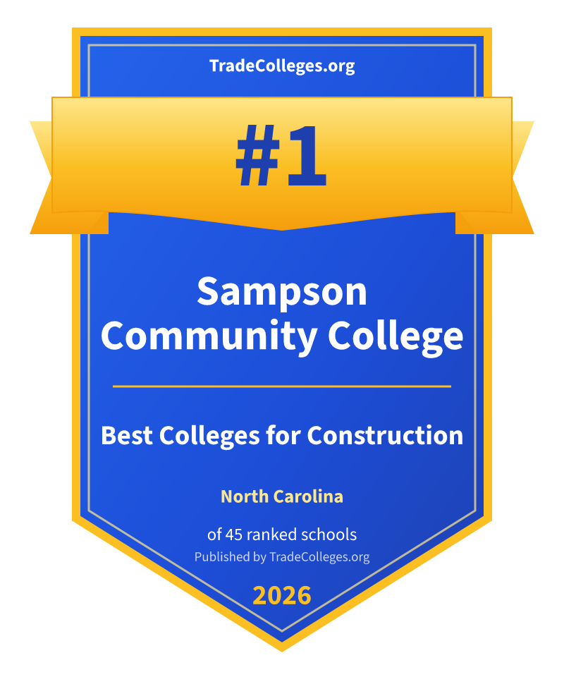 Sampson Community College — #1 of 45 ranked colleges for construction in North Carolina, TradeColleges.org 2026