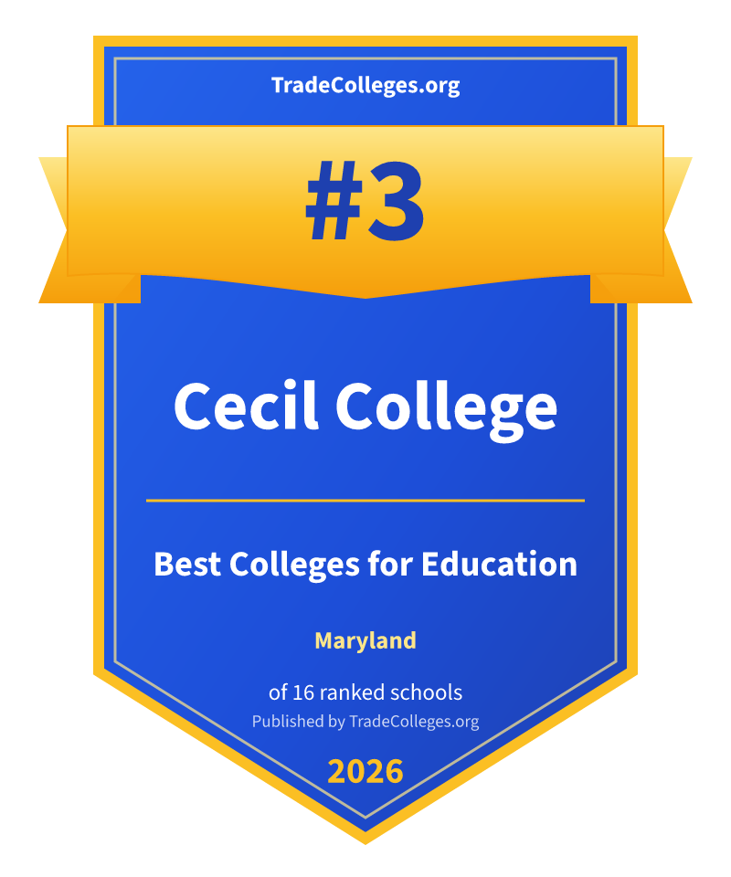 Cecil College — #3 of 16 ranked colleges for education in Maryland, TradeColleges.org 2026