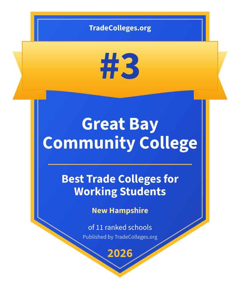 Great Bay Community College — #3 of 11 ranked trade colleges for working students in New Hampshire, TradeColleges.org 2026