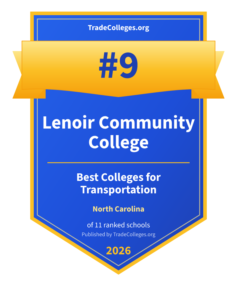 Lenoir Community College — #9 of 11 ranked colleges for transportation in North Carolina, TradeColleges.org 2026