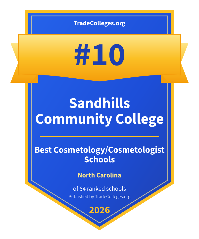Sandhills Community College — #10 of 64 ranked cosmetology/cosmetologist schools in North Carolina, TradeColleges.org 2026