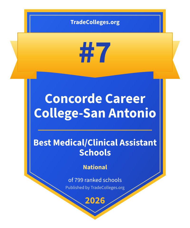 Concorde Career College-San Antonio — #7 of 799 ranked medical/clinical assistant schools nationally, TradeColleges.org 2026