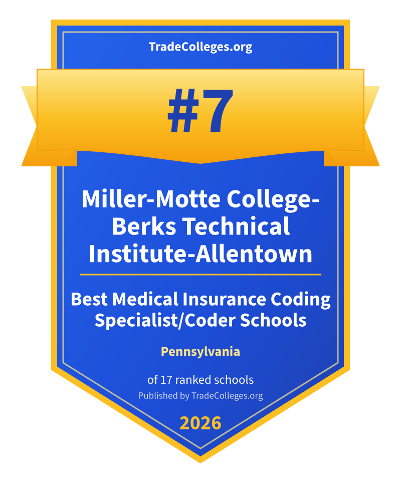 Miller-Motte College-Berks Technical Institute-Allentown — #7 of 17 ranked medical insurance coding specialist/coder schools in Pennsylvania, TradeColleges.org 2026