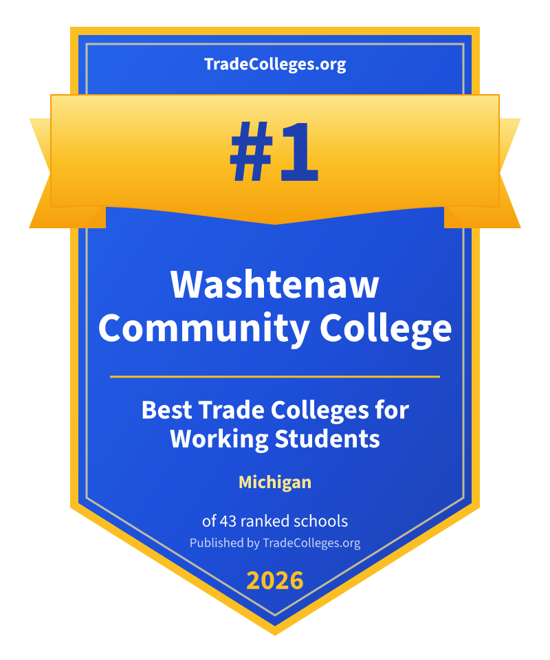 Washtenaw Community College — #1 of 43 ranked trade colleges for working students in Michigan, TradeColleges.org 2026