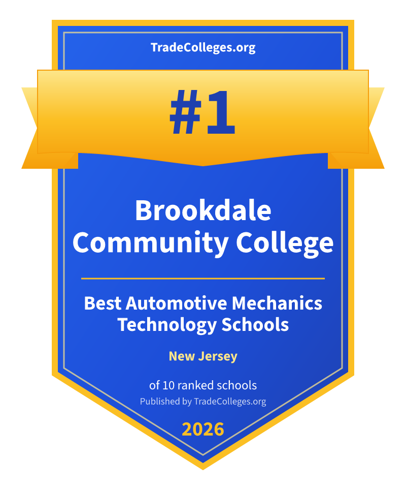 Brookdale Community College — #1 of 10 ranked automotive mechanics technology schools in New Jersey, TradeColleges.org 2026
