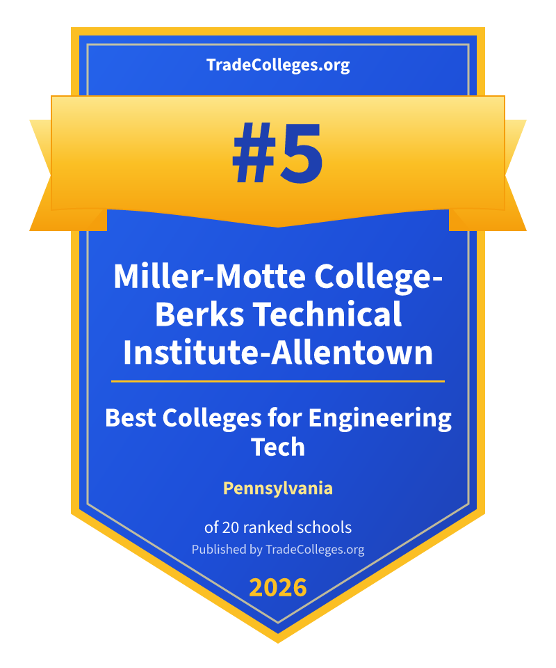 Miller-Motte College-Berks Technical Institute-Allentown — #5 of 20 ranked colleges for engineering tech in Pennsylvania, TradeColleges.org 2026