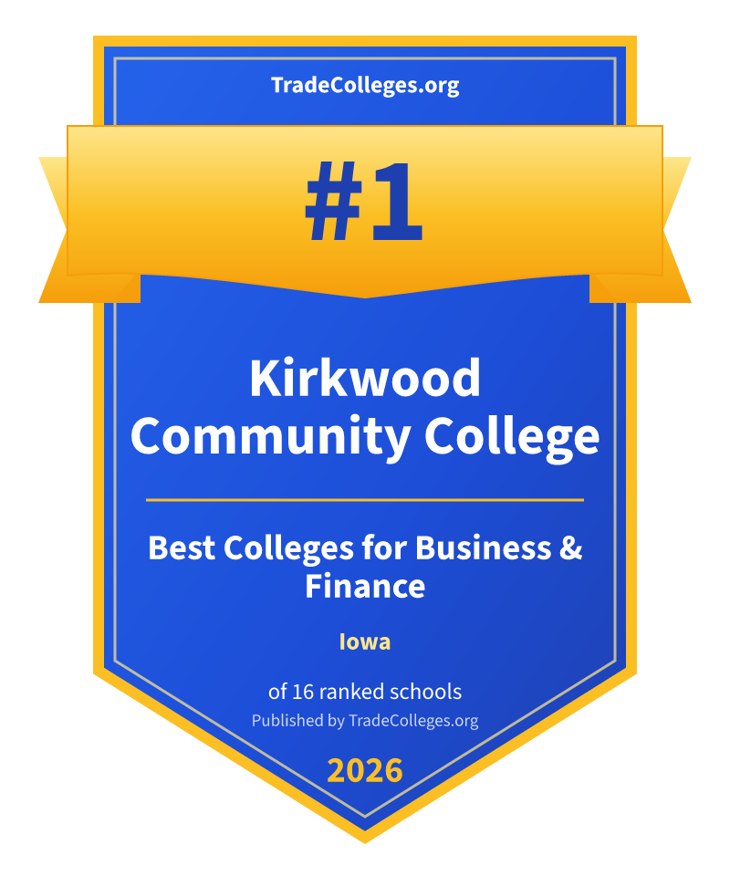 Kirkwood Community College — #1 of 16 ranked colleges for business & finance in Iowa, TradeColleges.org 2026