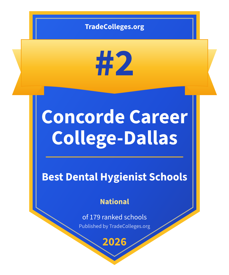 Concorde Career College-Dallas — #2 of 179 ranked dental hygienist schools nationally, TradeColleges.org 2026