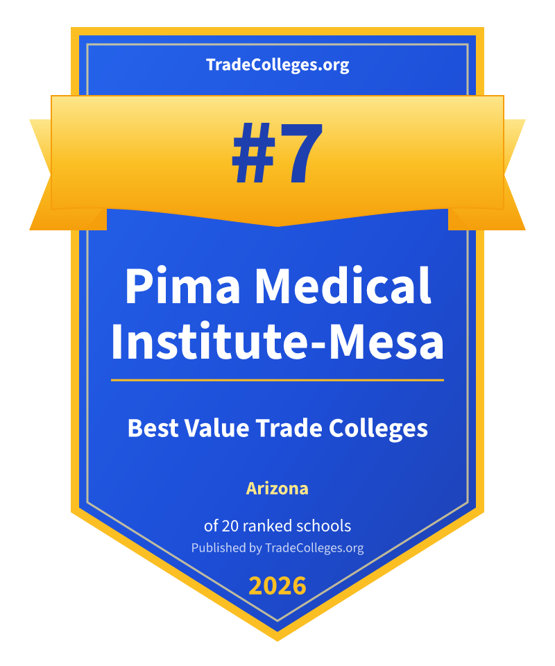 Pima Medical Institute-Mesa — #7 of 20 ranked value trade colleges in Arizona, TradeColleges.org 2026