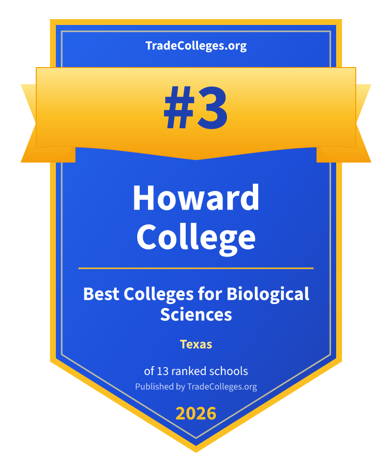 Howard College — #3 of 13 ranked colleges for biological sciences in Texas, TradeColleges.org 2026