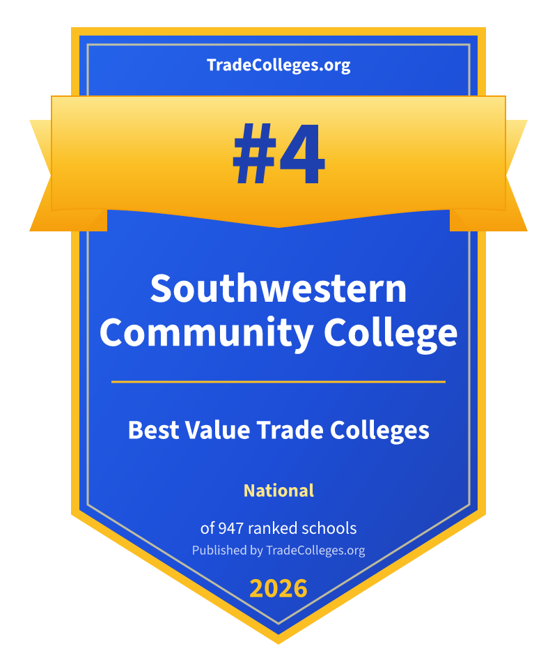 Southwestern Community College — #4 of 947 ranked value trade colleges nationally, TradeColleges.org 2026