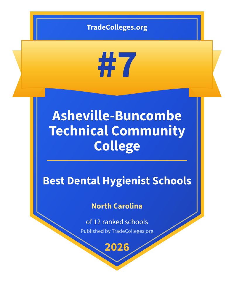 Asheville-Buncombe Technical Community College — #7 of 12 ranked dental hygienist schools in North Carolina, TradeColleges.org 2026