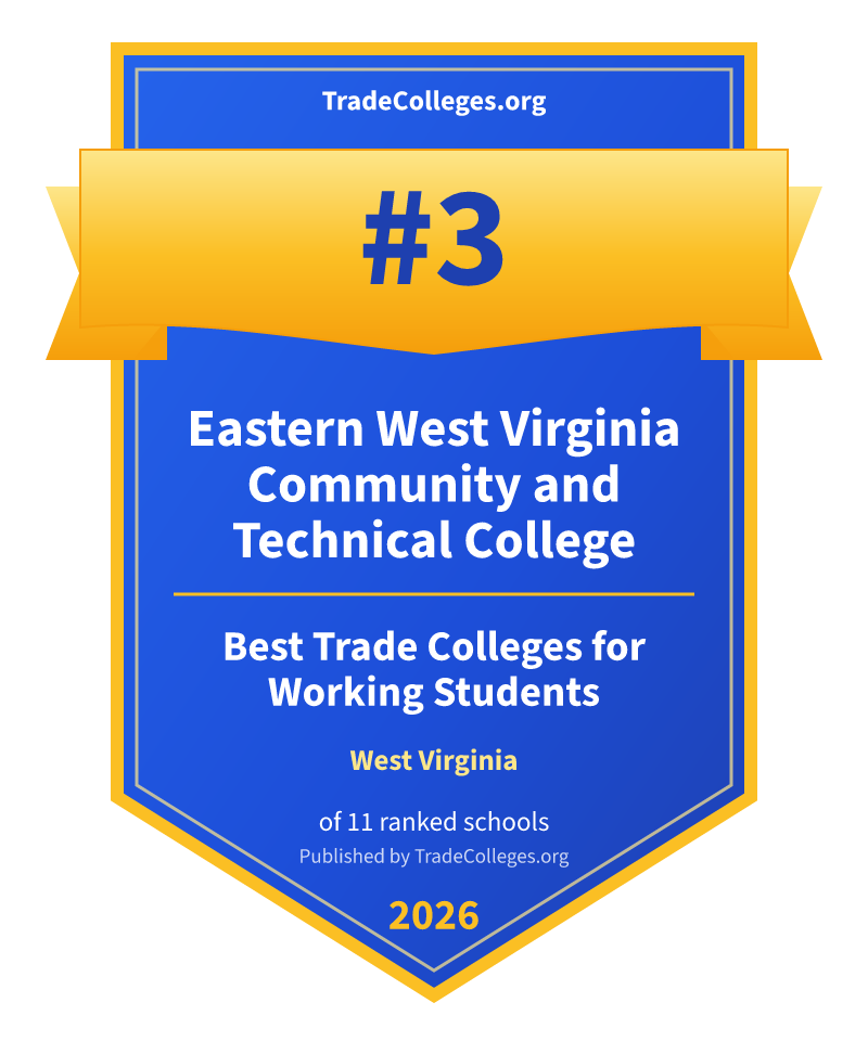 Eastern West Virginia Community and Technical College — #3 of 11 ranked trade colleges for working students in West Virginia, TradeColleges.org 2026