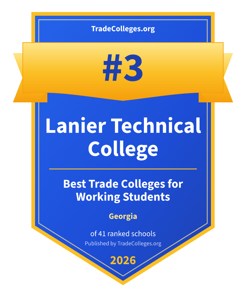 Lanier Technical College — #3 of 41 ranked trade colleges for working students in Georgia, TradeColleges.org 2026