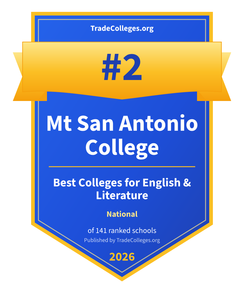Mt San Antonio College — #2 of 141 ranked colleges for english & literature nationally, TradeColleges.org 2026