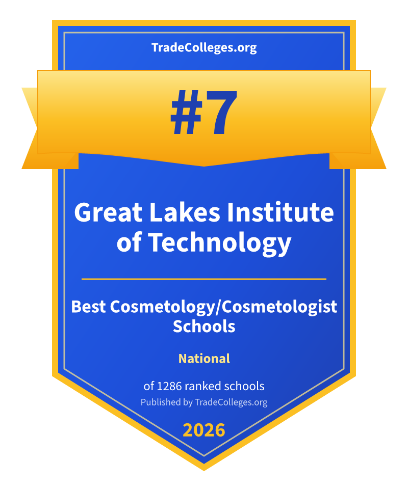 Great Lakes Institute of Technology — #7 of 1286 ranked cosmetology/cosmetologist schools nationally, TradeColleges.org 2026